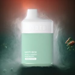 MOTI BOX 6000 Norge grossist Engangs Vape Fersken Mango Bringebær – 6000 puff, 14mL, 5%/2% nikotin