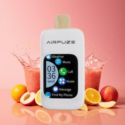AirFuze Smart 30000 Puffs Norge grossist Disposable Juicy Peach (Saftig Fersken) – 5% Nikotin, 900mAh, Type-C, 2.01" TFT-skjerm