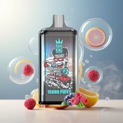 Bang King 15000 Puffs Engangs Vape Blå Bringebær Is Norge Grossist – 21ml, 550 mAh, 0-5% Nikotin, Fargerik Design