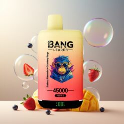 Bang Leader 45000 Puffs Engangsvaper Blåbær Vannmelon Jordbær Mango Norge grossist med Smart Skjerm, Type-C, 0-5% Nikotin, 2-i-1 Smak