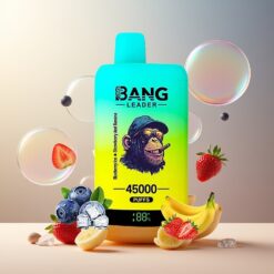 Bang Leader 45000 Puffs Norge Grossist Engangsvape Blåbær Is Jordbær Banan 0-5% Nikotin, Smart Skjerm, Type-C, 2-i-1 Smak
