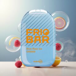 FRIOBAR OX8000 Engangs Vape Blå Bringebær Is Norge Grossist – 16mL, 8000 puff, 50mg/mL, 600mAh