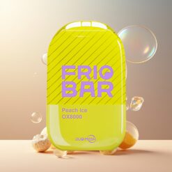 FRIOBAR OX8000 Engangs Vape Fersken Is Norge grossist – 16mL, 8000 puff, 50mg/mL, 600mAh, USB-C