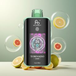 Fumot Tornado 25000 Puffs Norge Grossist Disposable Vape Kjølig Mynte med HD Skjerm, 700mAh, 20ml, Type-C