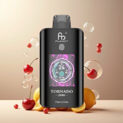 Fumot Tornado 25000 Puffs Norge Grossist HD Skjerm 700mAh Ladebar Batteri 20ml E-væske Kirsebær Cola Type-C