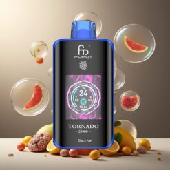 Fumot Tornado 25000 Puffs Norge Grossist Svart Is Disposable Vape med HD-skjerm, 700mAh batteri, 20ml e-væske, Type-C-lading