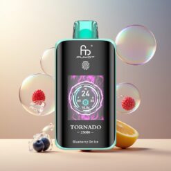 Fumot Tornado 25000 Puffs Norge grossist - Blåbær På Is, HD Skjerm, 700mAh Batteri, 20ml E-væske, Type-C