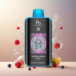 Fumot Tornado 25000 Puffs Norge grossist - Blåbær og bringebær - 20ml e-væske, 700mAh batteri, Type-C