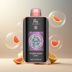 Fumot Tornado 25000 Puffs Norge grossist HD Skjerm 700mAh 20ml Hvit Gummy Is Type-C