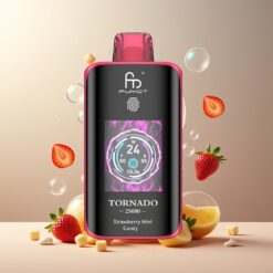 Fumot Tornado 25000 Puffs Norge grossist – HD Skjerm, 700mAh, 20ml, Jordbær Mynte Candy, Type-C