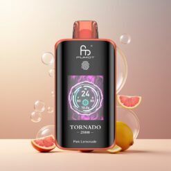Fumot Tornado 25000 Puffs Norge grossist – HD-skjerm, 700mAh batteri, 20ml e-væske, 0/2%/3%/5% nikotin, Type-C lading, Rosa sitron