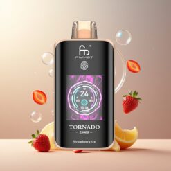 Fumot Tornado 25000 Puffs Norge grossist – Jordbær Is med HD-skjerm, 700mAh batteri, 20ml e-væske, 0/2%/3%/5% nikotin, Type-C-lading