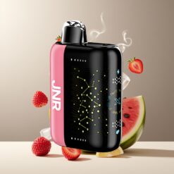 JNR Plus-X 26000 Puffs Norge grossist Disposable Vape Bringebær Vannmelon Is – 28ml, 2%, Dual Mesh Coil, Type-C, 3D Skjerm