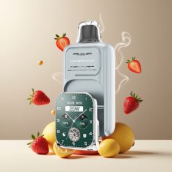 JNR VakeWatch 30000 Puffs Engangsvaper Jordbær Is Norge Grossist – 30K/18K Puffs, 1000mAh, 19mL, 5%, Dual Mesh Coil, Type-C