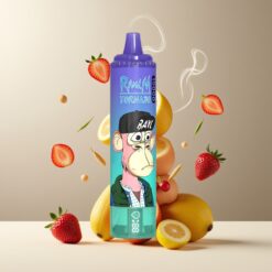 RandM Fumot Tornado 15000 Puffs Engangs Vape Jordbær & Banan Norge Grossist – 25ml, 850mAh, Type-C, LCD Skjerm