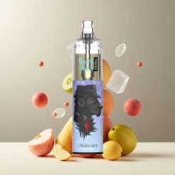 RandM Fumot Tornado 7000 Norge Grossist Disposable Vape Fersken Is med 14 ML E-liquid, 850 MAH, Mesh Coil, Type-C, RGB Lys, Luftjustering