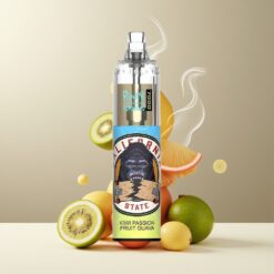 RandM Fumot Tornado 7000 Norge grossist – Kiwi Pasjonsfrukt Guava – 14 ML E-liquid, 850 MAH Battery, Mesh Coil, Type-C Port, RGB Light, Air-Adjustable