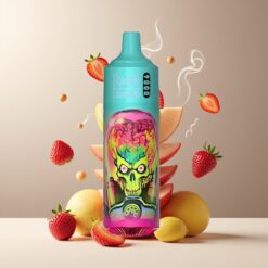 RandM Fumot Tornado 9000 Puffs Engangsverdampar Jordbær Bringebær Norge grossist – 850 mAh, 18 mL, Mesh Coil, RGB Display, 54 Smaker