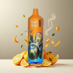 RandM Fumot Tornado 9000 Puffs Norge Grossist - Appelsin Brus – 18 mL, 850 mAh, Mesh Coil, RGB Display, 54 Smaker