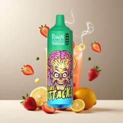 RandM Tornado 9000 Puffs Norge Grossist - Jordbær Lemonade, 850 mAh, 18 mL, Mesh Coil, RGB Display, 54 Smaker