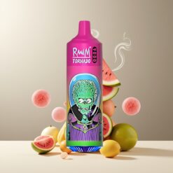 RandM Tornado 9000 Puffs Norge Grossist - Vannmelon Tyggegummi, 850 mAh, 18 mL, Mesh Coil, RGB Display, 54 Smaker