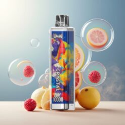 UWIN Crystal 10000 Puffs Engangsdamp Blå Bringebær Lemonade Norge Grossist – 18ml, 0/2/3/5% Nikotin, 650mAh, Type-C, 0.8 Ohm Mesh, RGB-lys