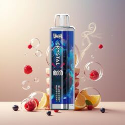 UWIN Crystal 10 000 Puffs Engangsdamp Norge Grossist – Blåbær og Bringebær, 18ml, 650mAh, Type-C, RGB-lys
