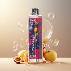 Uwin Crystal 10000 Puffs Engangs Vape Passionsfrukt Is Norge Grossist – Nikotin 0%/2%/3%/5%, 18ml, 650mAh, Type-C, RGB-lys