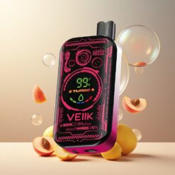 VEIIK SPACE MIST 25000 Puffs Engangs Vape Juicy Peach (Saftig Fersken) Norge Grossist – 3.35 TFT Skjerm, Dynamisk Lysshow, Dual Mesh Coil, 20ML E-Liquid, 650 MAH