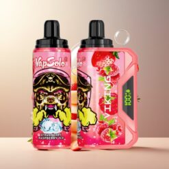 VapSolo VIKING 12000 Puffs Engangs Vape Jordbær Bringebær Is Norge Grossist – 22ml, 20/50 mg/ml, Type-C, LED Skjerm