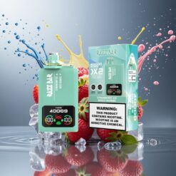 Razz Bar 40000 Puffs Norge grossist engangs vape Jordbær Is & Blandede Bær med Power Skjerm, 1.0Ω 2 Mesh Coil, 650 Mah, Type-C