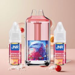 JNR Falcon GEM⁺ Norge Grossist 30000 Puffs Refyllbar Pod Vape med Synlig E-væske Tank, Toppfyll, 950mAh, Type-C, Fersken Is