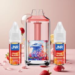 JNR Falcon GEM⁺ Norge grossist 30000 Puffs Refyllbar Pod Vape med Synlig E-væsketank, Toppfyll, 950mAh Batteri, Type-C Lading og Jordbær