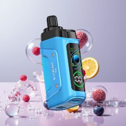 Razz Bar 45000 Puffs Norge Grossist Engros Vape til Engangsbruk Blåbær Is med 1.0 Ohm Mesh Coil & Justerbar Luftstrøm, 650 mAh, Type-C, 20 mg/ml Nikotin