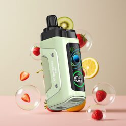 Razz Bar 45000 Puffs Norge Grossist Engros Vape til Engangsbruk Jordbær Kiwi med 1.0 Ohm Mesh Coil, Justerbar Luftstrøm, 650 mAh, Type-C
